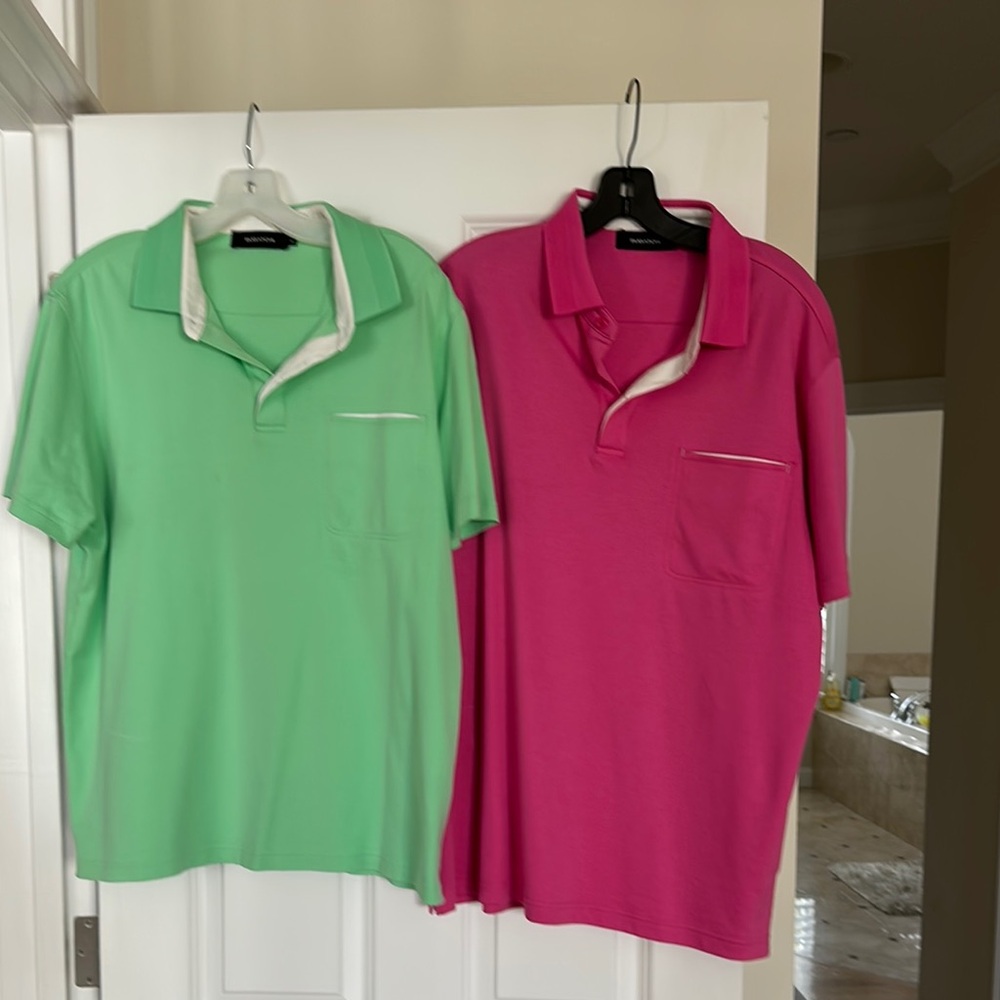 Bugatchi  Green and Pink Polo Shirts